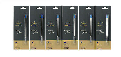 6 X Parker Ballpoint Pen Refills For Jotter Classic Vector Frontier Blue Ink New